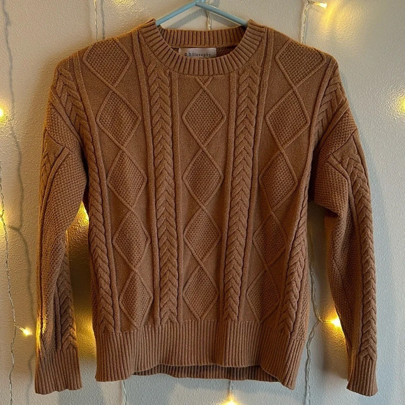 Philosophy Cable Knit Sweater - Tan​​​ - Picture 1 of 2